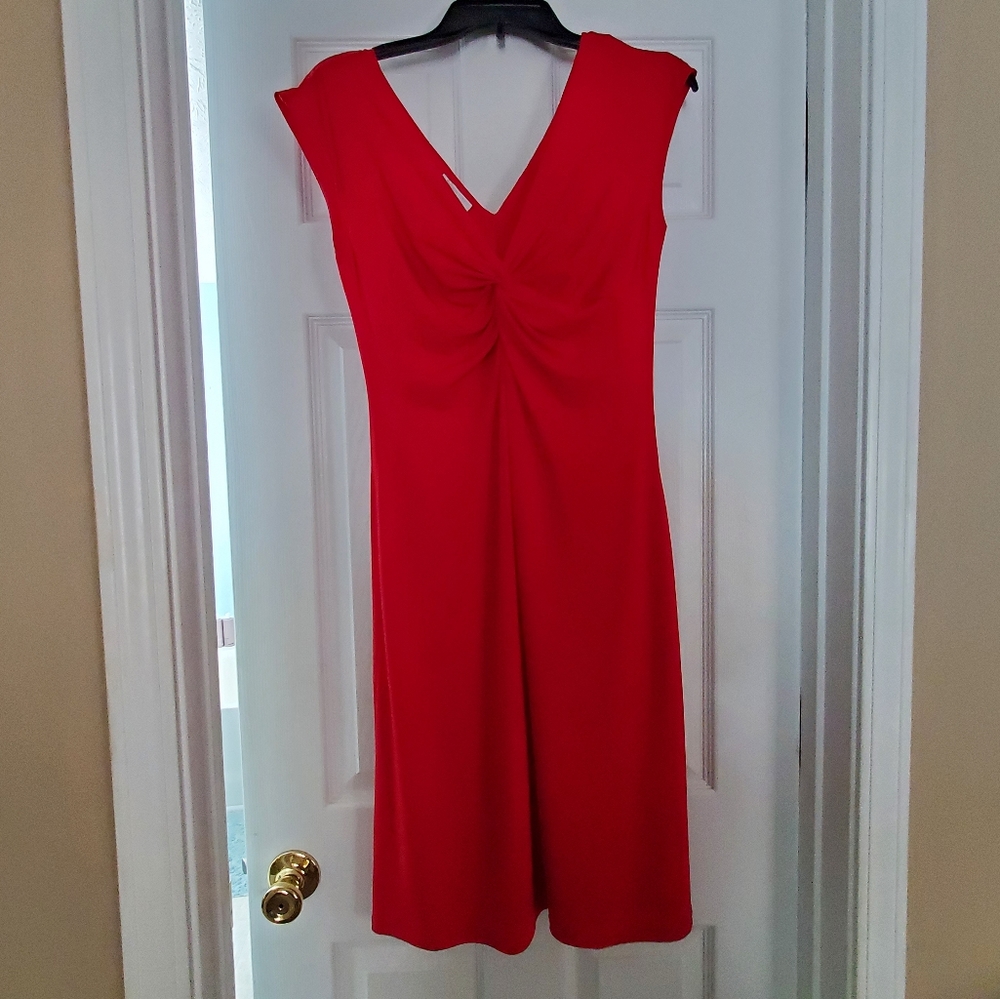 Sleeveless Bright Red Dress, 3/4 length, size 8